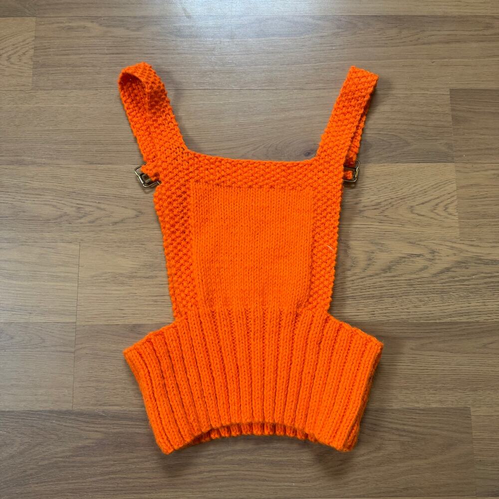 Women's Vintage 1970's Bright Orange Handmade Knit Bright Orange Top Sz Small - Picture 4 of 6